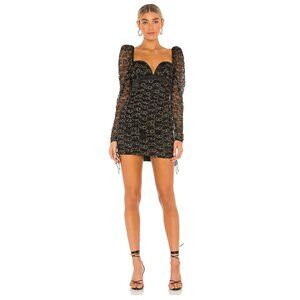 NWT For Love & Lemons Joanna Mini Dress Black Gold Size Small $194 [jb]